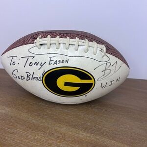 Autographed Grambling Football with Broderick Fobbs signature.